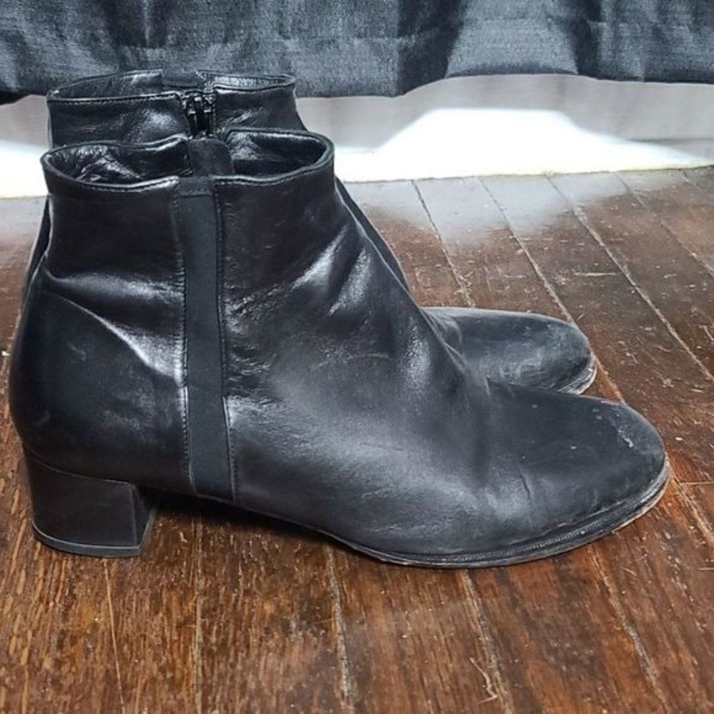 Taryn Rose Black Leather Ankle Boots - Picture 2 of 16
